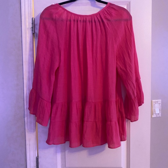 Women's Red Peasant Blouse - Picture 2 of 3